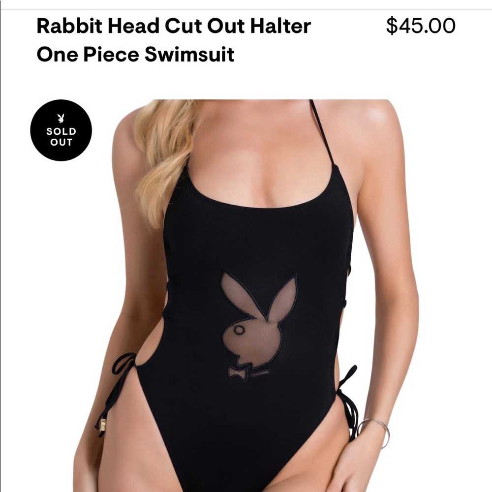 Rabbit Head Cut Out Halter One Piece Swimsuit